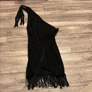 Pretty Little Thing black fringe beach dress NWT
